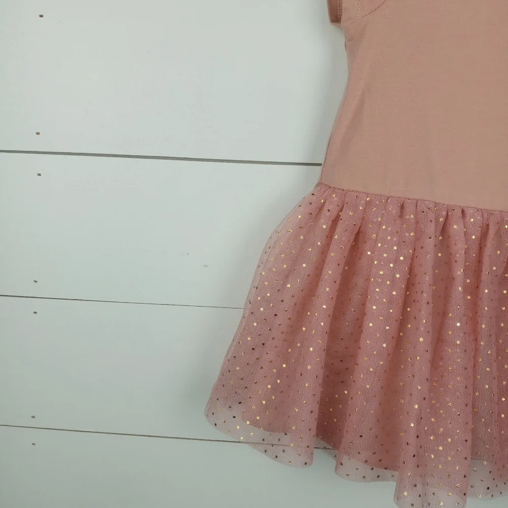 Pippa & Julie girls size 18 mos rose tulle gold polkadot bottom dress